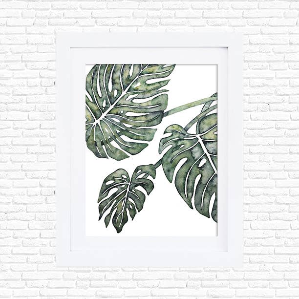 Monstera Feuilles tropicales Aquarelle pour la vente par Studio Miller
