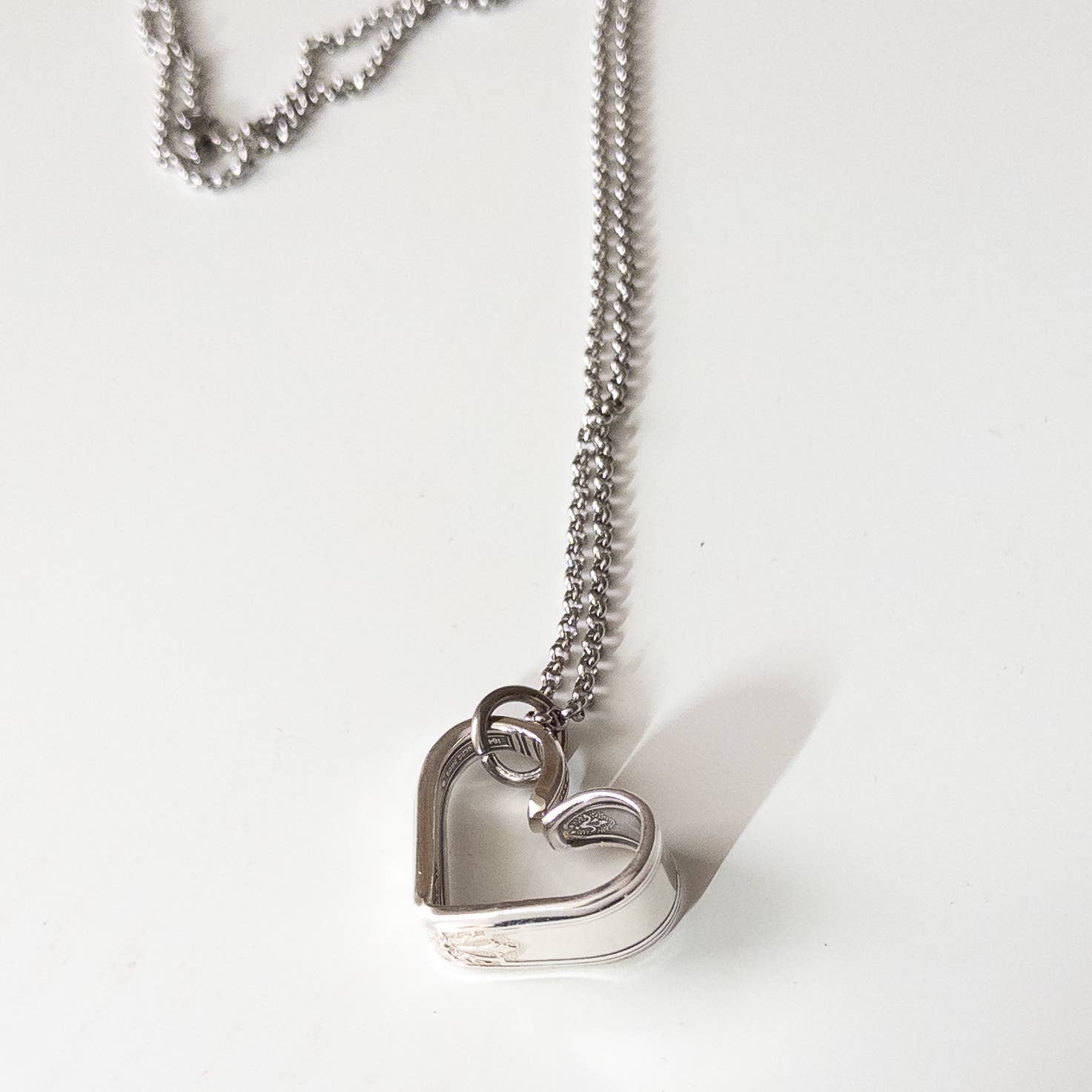 Girl Ran Away With the Spoon - Wholesale Pendant/Charm Necklace - Bent Heart Silverware Necklace3