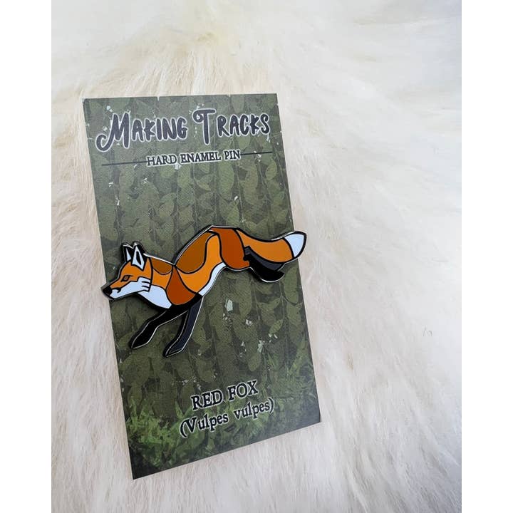 Roamin' Bison Workshop – Engroshandel Reversnål/knap – Rød ræv hård emalje pin | Fox Pin | Dyr kunst | Art Deco |1