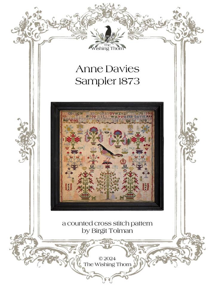 Anne Davies 1873 Sampler Paper Chart for wholesale by The Wishing Thorn