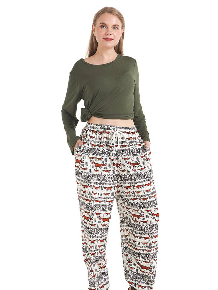 Fox Print Harem Pants (TH-1292) for wholesale by Kathmandu Imports