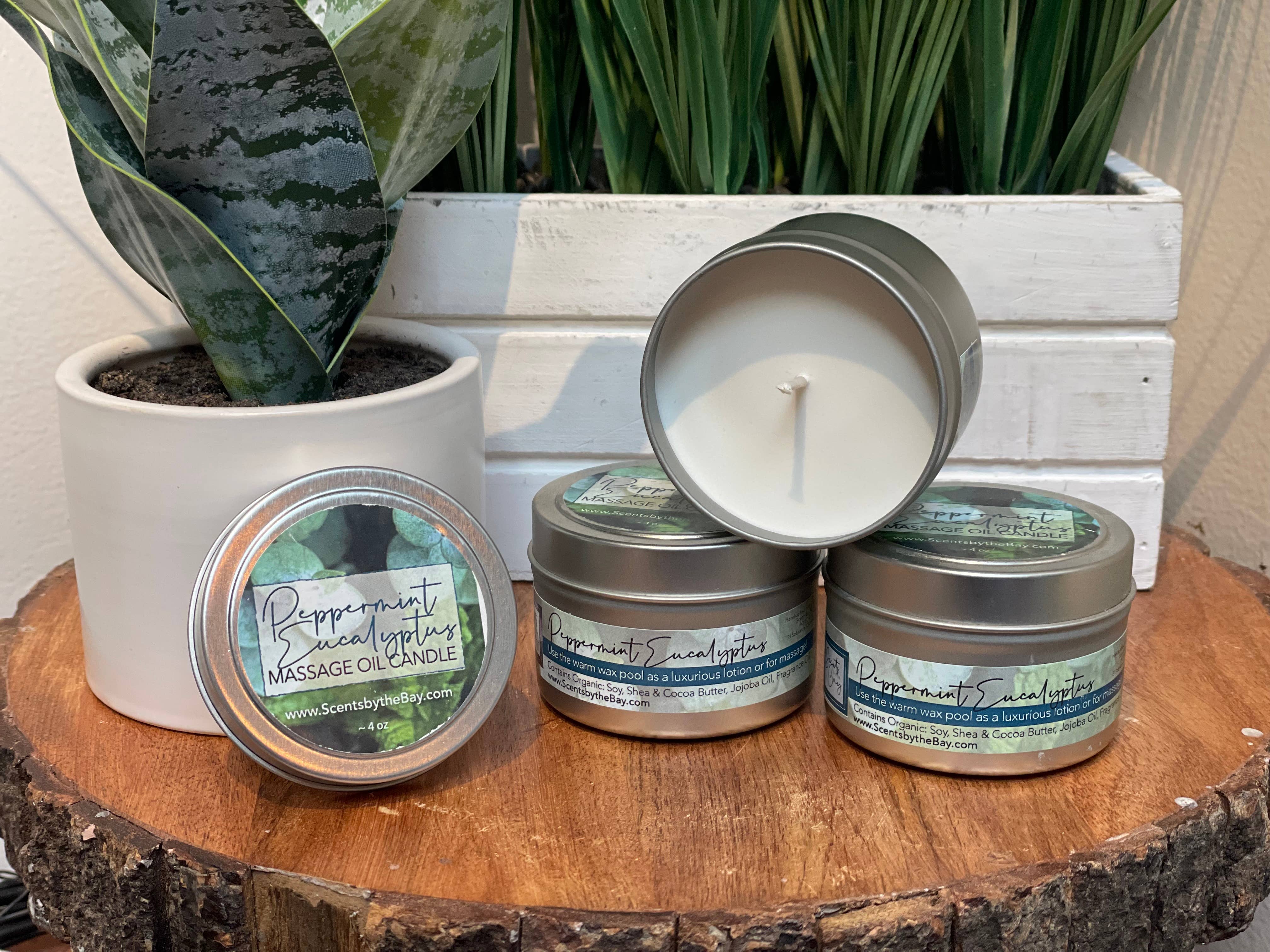 Scents by the Bay - Wholesale Travel Candles - 4 oz Travel Tin: Organic Massage Oil Candle6