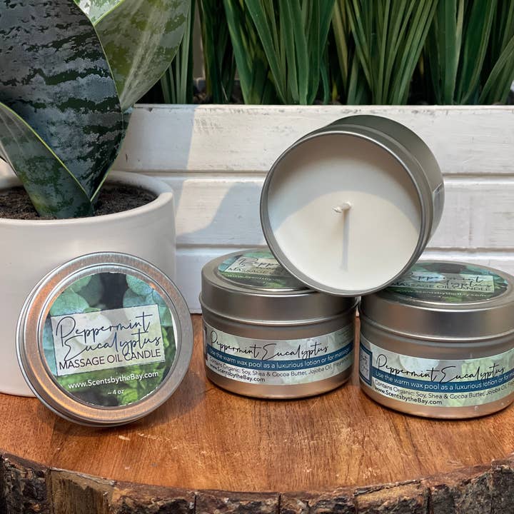 Scents by the Bay - Wholesale Travel Candles - 4 oz Travel Tin: Organic Massage Oil Candle6