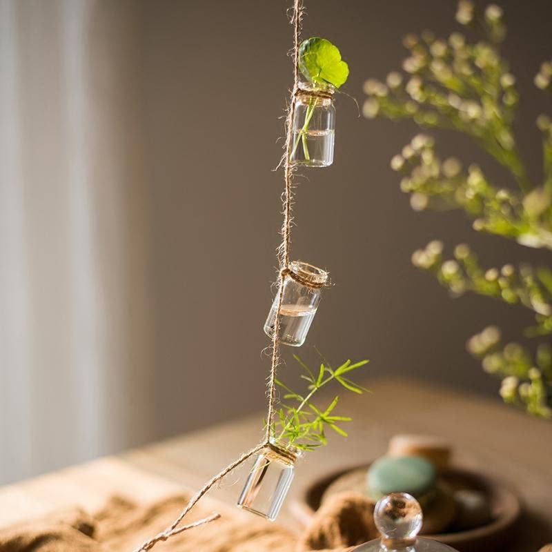 Rustic Reach - Wholesale Hanging Planter - Glass Planter Rope Hanging Small Planter 55" Long (Set of 3)2