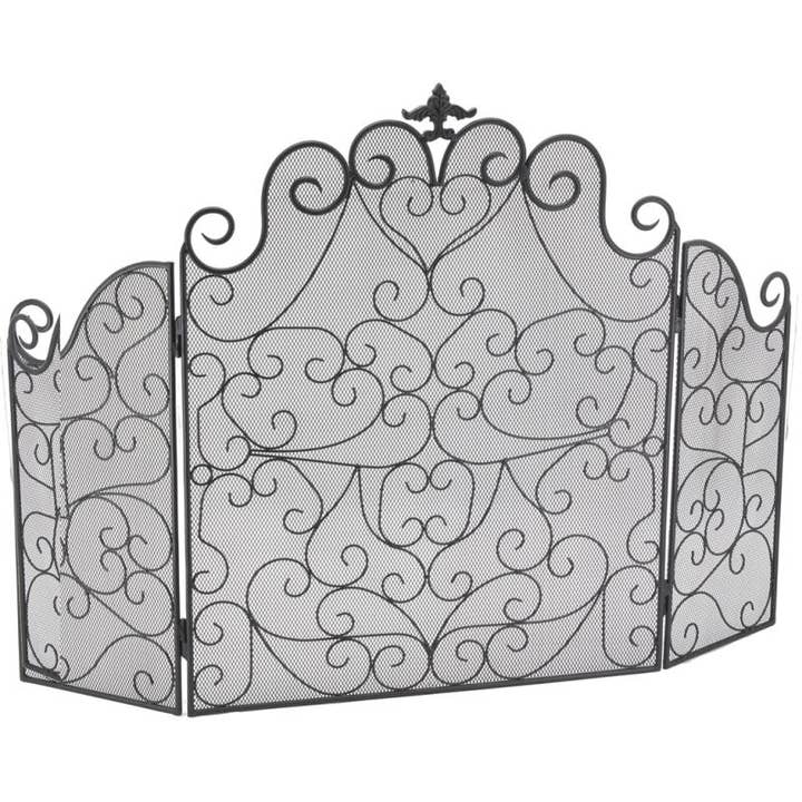 Aubry Gaspard - Wholesale Fireplace Screen - Black Wrought Iron Firewall