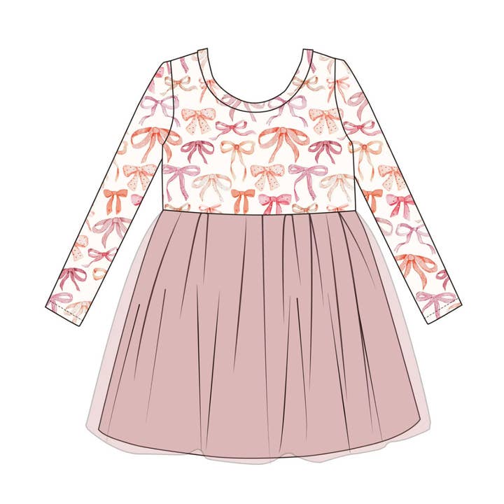 Bamboo Long Sleeve Tulle Dress | Bows for wholesale by Emi Lei