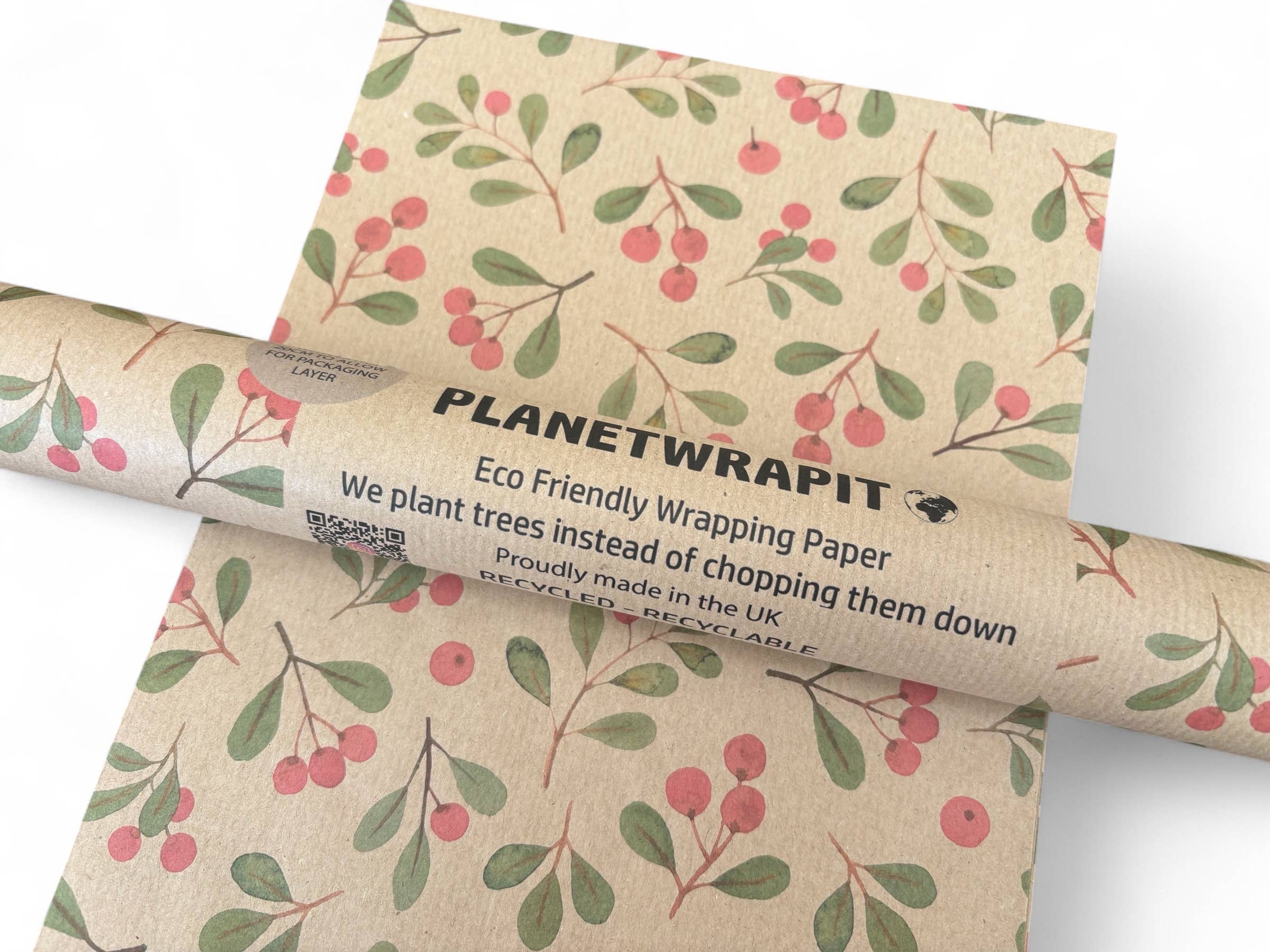PlanetWrapIt - Vente Rouleau de papier cadeau - Papier cadeau recyclé en kraft écologique avec gui de Noël5