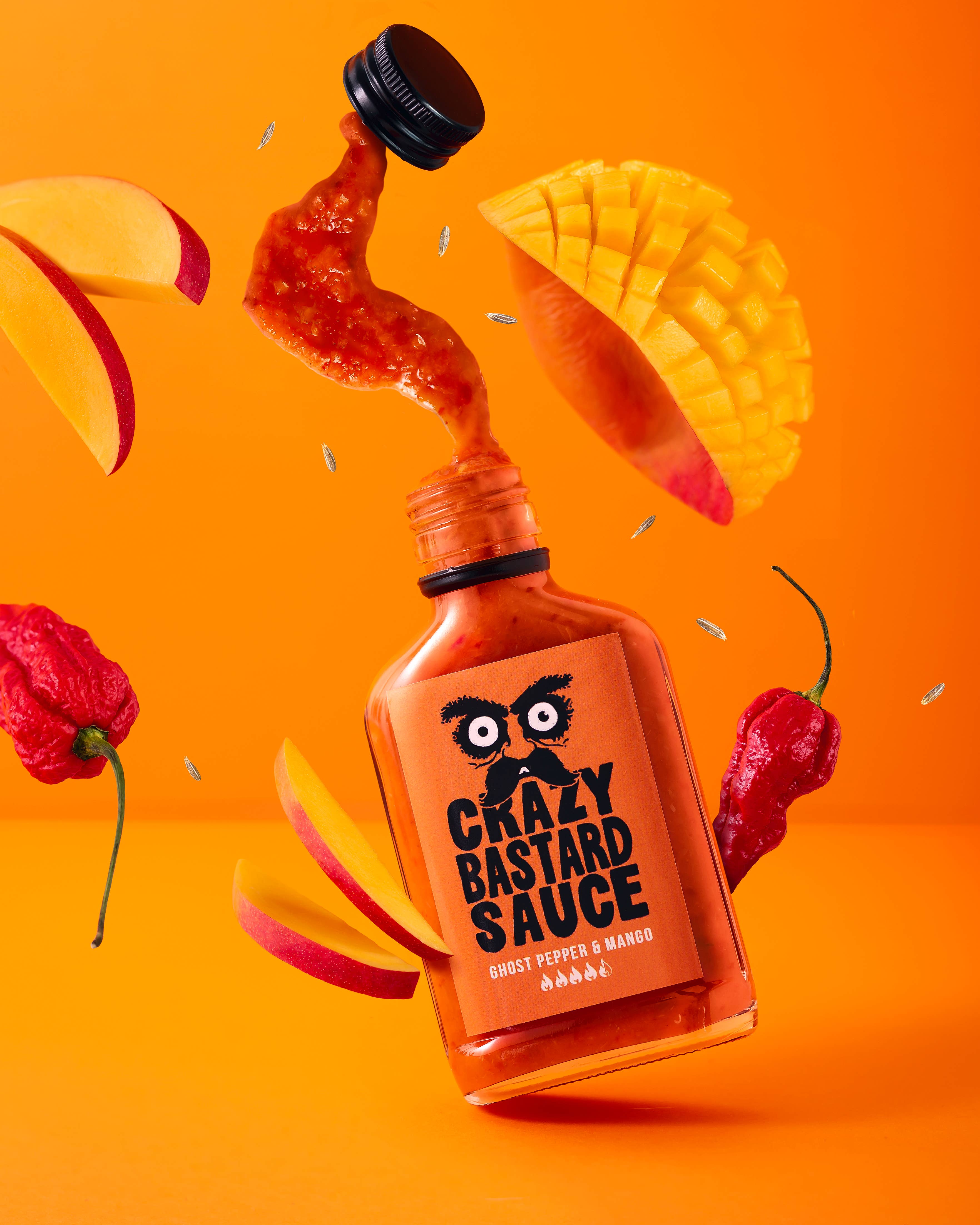 CBS Foods GmbH (Crazy Bastard Sauce) – wholesale Stark sås – Crazy Bastard Sauce Ghost Pepper & Mango het sås 100 ml2