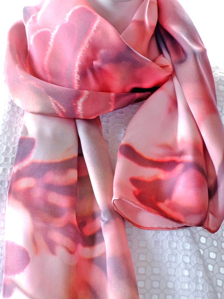 Silk Twill Scarf "Kangaroo Paw" 150cmx50cm. for wholesale by Bluyonda Silk Scarves