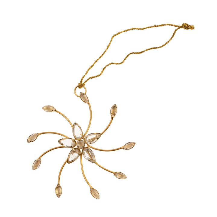 Indaba Trading - Wholesale Ornament - Beaded Snowflake Ornament, Antique Brass