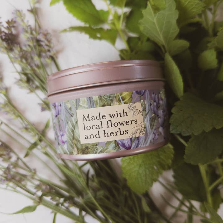 Ash & Rose – wholesale Reseljus – Sooothe lavendel mynta botaniska tenn ljus ört soja vax gåva