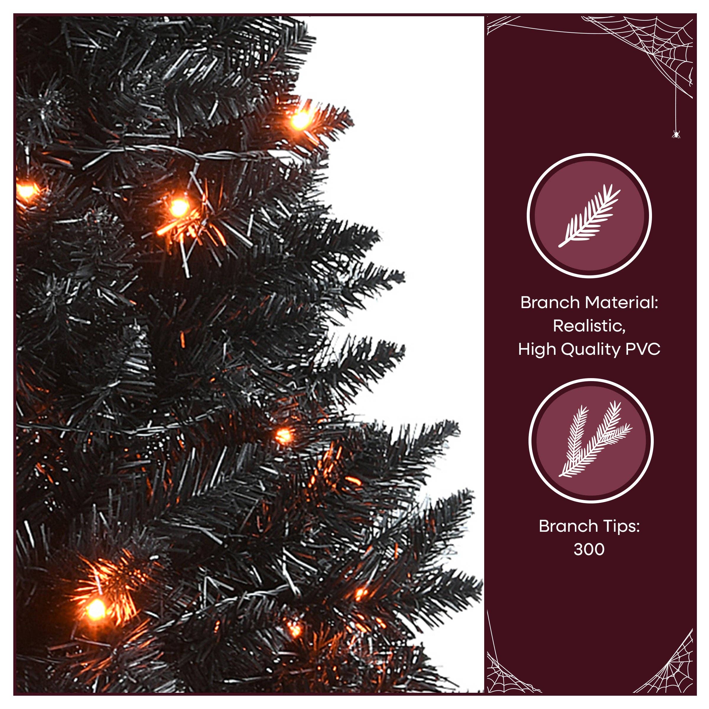 National Tree Company - Wholesale Artificial Christmas Tree - 4 ft. Black Entrance Tree with String of Orange Lights, Plug-In5