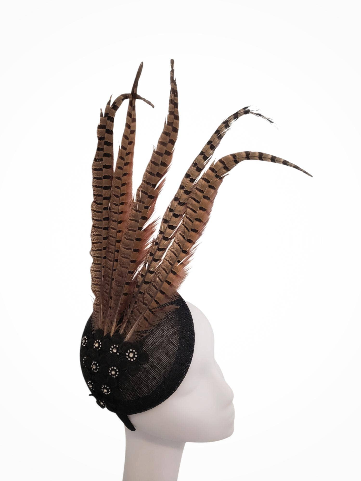 Rehoboth Hats - Wholesale Fascinator Hat - Women's - Sinamay Pillbox Hat with Pheasant Feathers for Events8