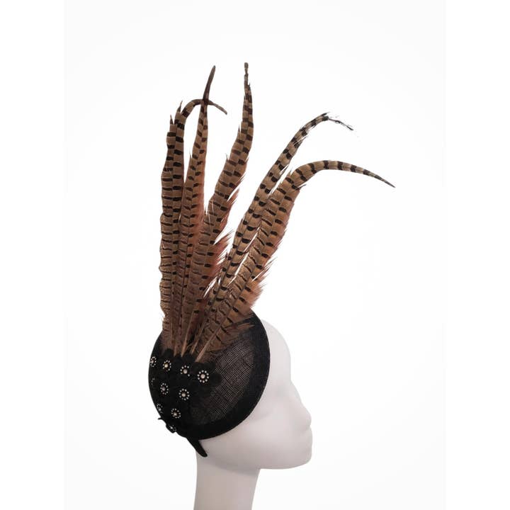 Rehoboth Hats - Wholesale Fascinator Hat - Women's - Sinamay Pillbox Hat with Pheasant Feathers for Events8