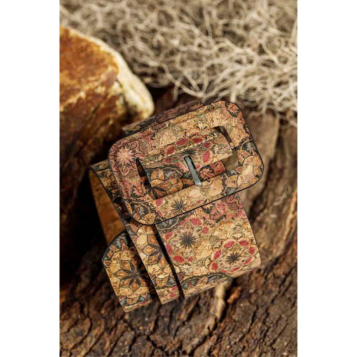 Chestnut Western Floral Print Faux Leather Waist Belt for wholesale on Faire