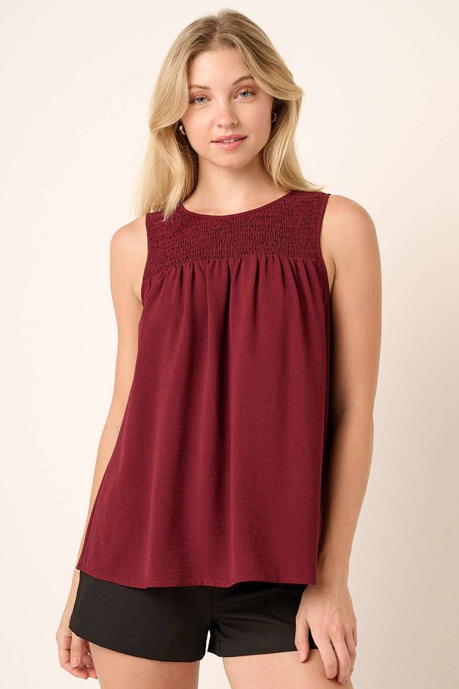 mittoshop – wholesale Blouse – Women’s – AIRFLOW SMOCKED YOKE SLEEVELESS BLOUSE31