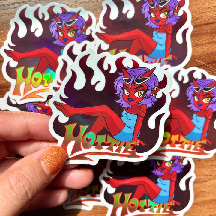 Hottie | Autocollant holographique en vinyle pour la vente par iwantyoursoda