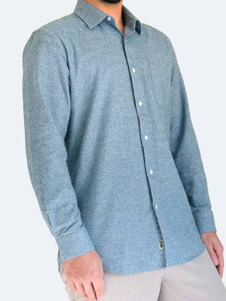 EKZO - Wholesale Button Down Shirt - Men's - Flannel Shirt Heather Opal