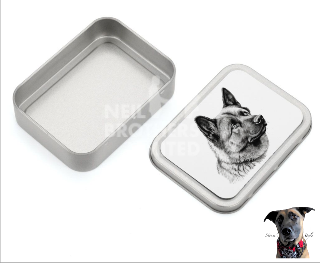 Storms Style - Vente Bocal à friandises – chien - Boîte à friandises en métal pour petit chien noir et gris - de nombreuses races34