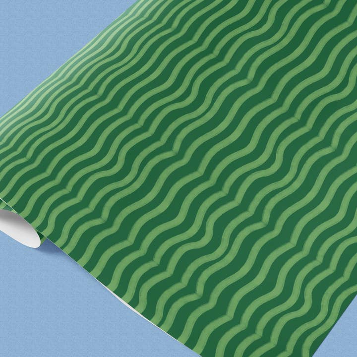 Green Squiggle Gift Wrap for wholesale by DorcasCreates