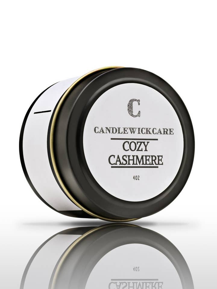 CandleWickCare Cozy Cashmere Scented Candle in Glass Jar 4oz for wholesale by CANDLEWICKCARE