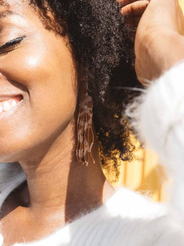 Tigresse beaded earrings for wholesale by Haiti Design Co.