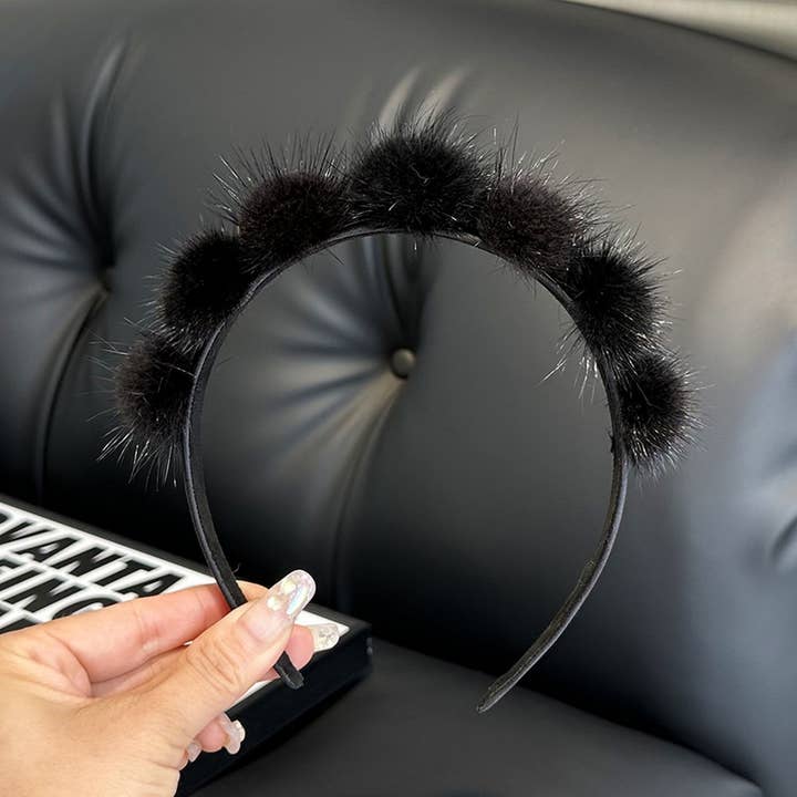 ACCITY - Wholesale Fashion Headband - Women's - CUTE REAL MINK FUR BALL HEADBAND FUR HEADDRESS_CWMM2529