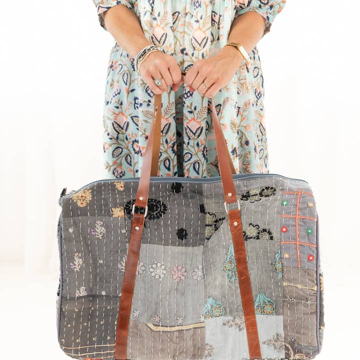 Sky Patchwork Duffle for wholesale by Rahab's Rope