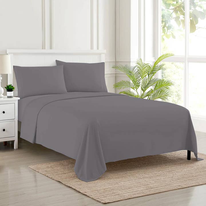 Flat Sheet Egyptian Cotton Bedsheet Grey for wholesale by Yorkshire Bedding