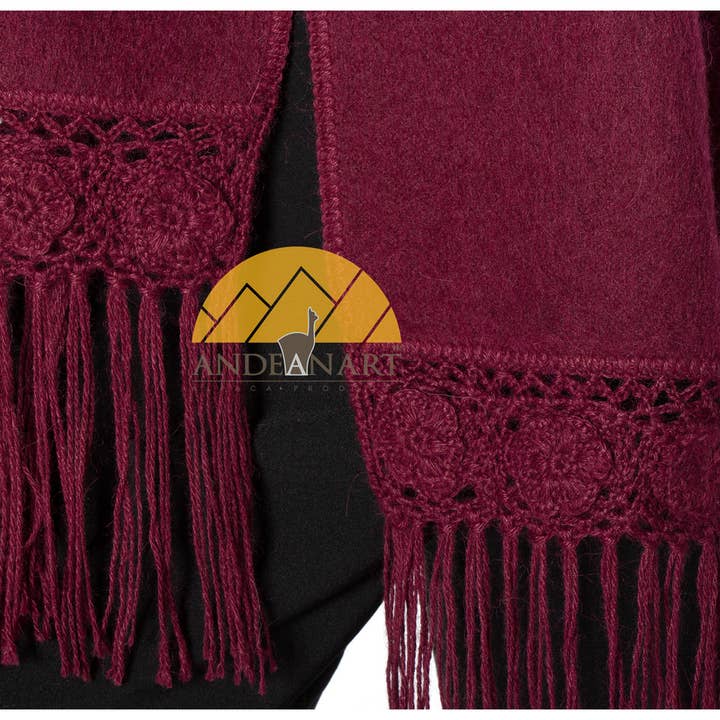 AndeanArt - Vendita all'ingrosso Sciarpa - Donna - Sciarpa in alpaca FLOWERS lavorata a mano all'uncinetto di Alpaca Carrasco