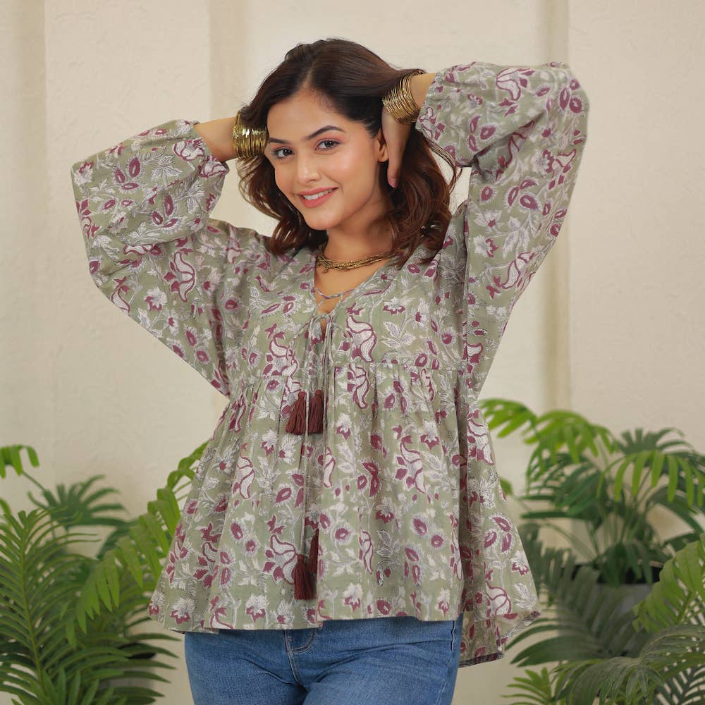 The Fox and The Mermaid - Wholesale Blouse - Women's - Block Printed Vintage Style Indian Top (Karisma)2