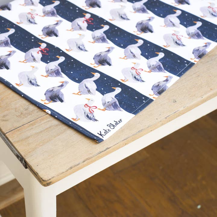 Christmas Geese Organic Cotton Tea Towel for wholesale by Kate Slater