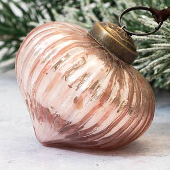 Glas-Weihnachtsdekoration, gerippte Rosenlaterne, 2,5 cm für den Großhandel von Bollywood Christmas