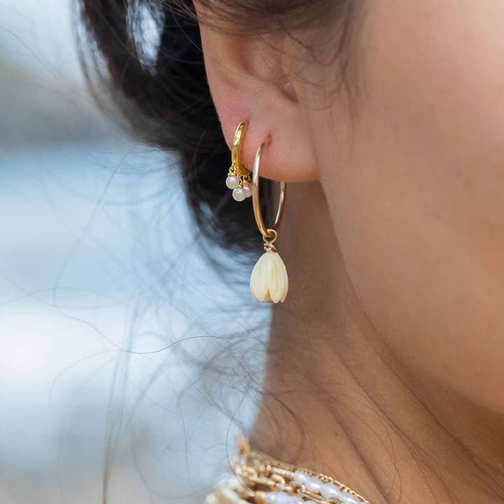 Ke Aloha Jewelry - Wholesale Hoop Earrings - Pikake Gold Hoop Earrings - Pikake2