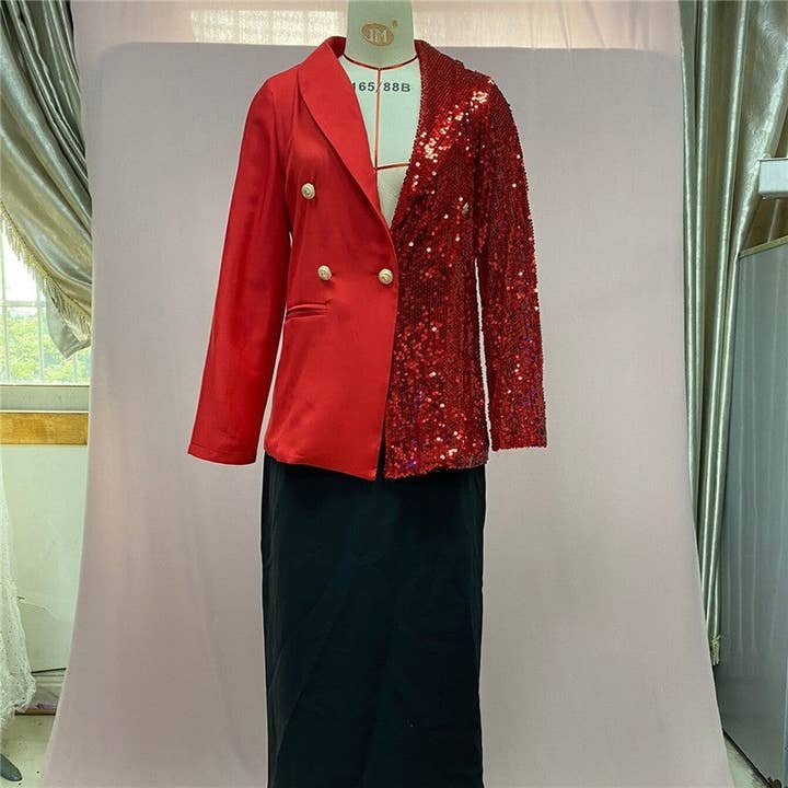 Plush Looks - Wholesale Blazer - Women's - Stylish Double Color Block Floral Print Blazer3
