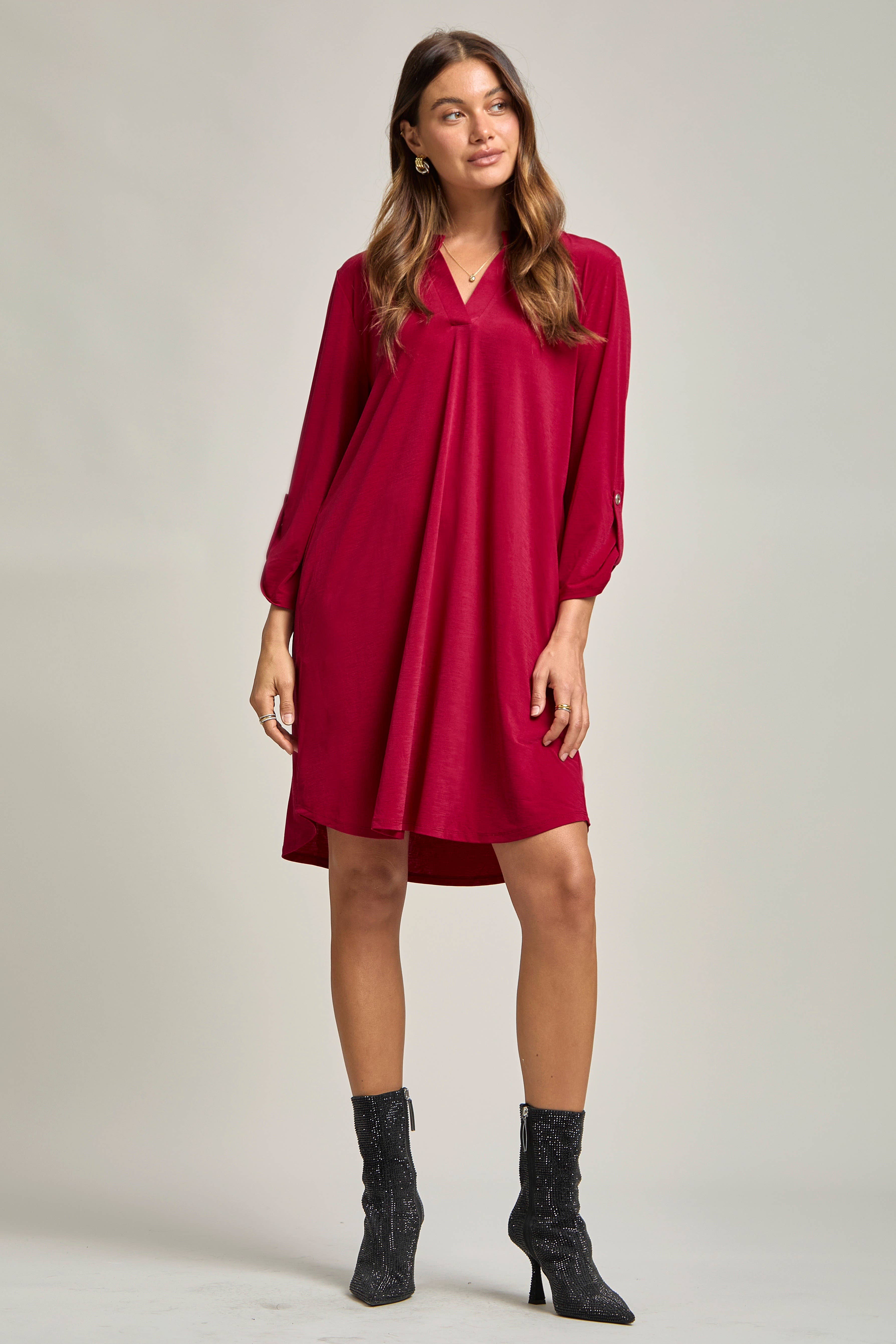 Dear Scarlett - Wholesale Dress - Women's - Solid A line 3/4 Sleeve Dress17