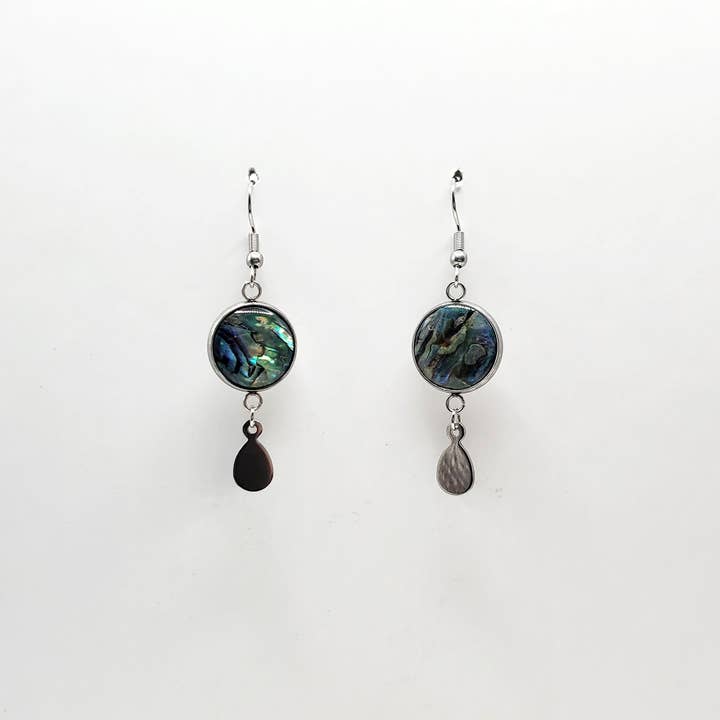 Paua Shell & Stainless Earrings for wholesale by Covaly Artisan Jewelry