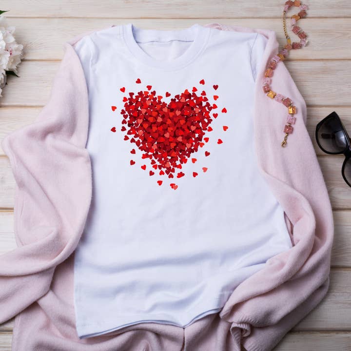Funk Town Tees - Wholesale T-Shirt (Graphic) - Women's - Valentine's Day Love 3D Heart Graphic Tee1