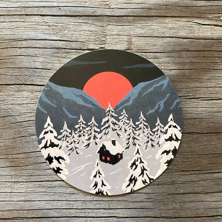 Sticker Art - Wholesale Sticker - Winter Cabin Snow Sticker2