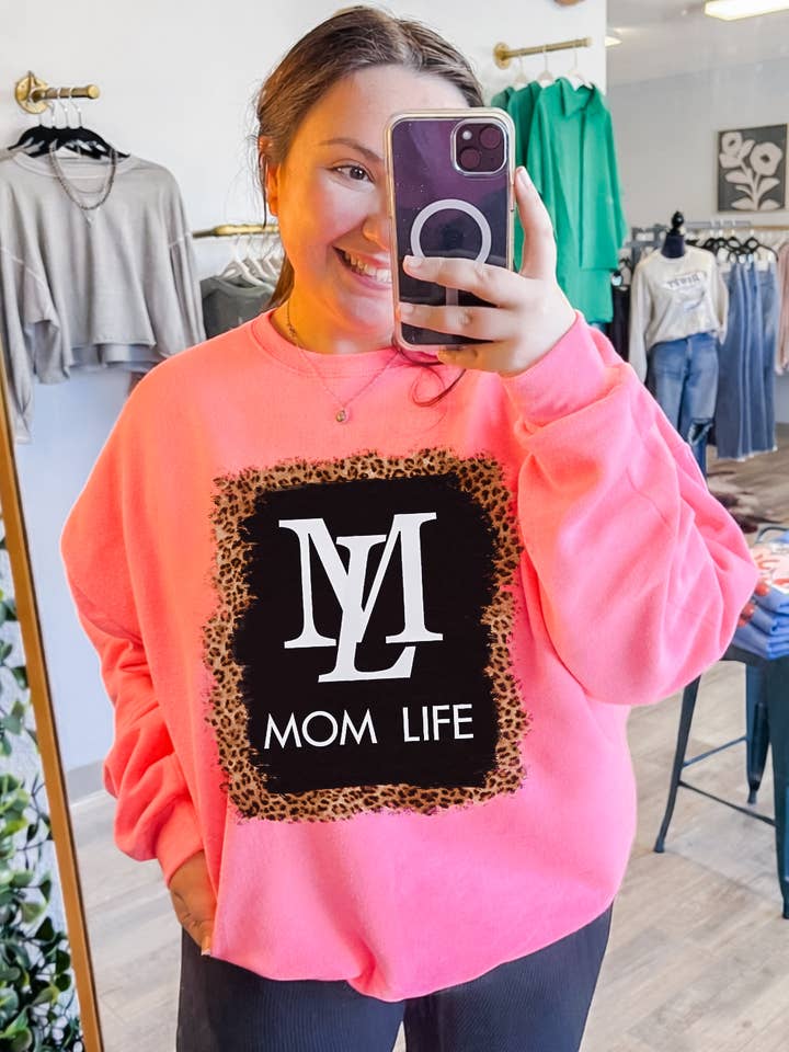 Mom Life Leopard Tee + Sweatshirt for wholesale by Shop Hal Wholesale