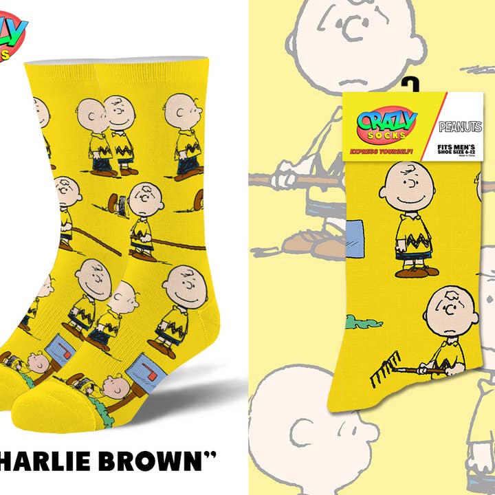 Crazy Socks - Vente Chaussettes – homme - Chaussettes pliées Charlie Brown pour homme0
