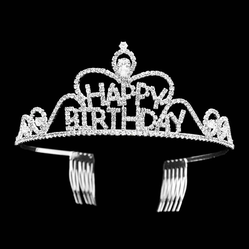 Sensibling Corp. - Wholesale Tiara - Women's - Rhinestone Paved HAPPY BIRTHDAY Message Princess Tiara5