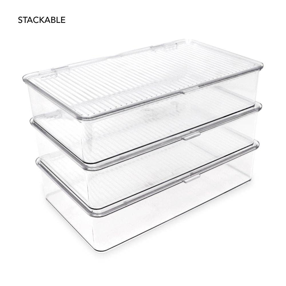 Clear Isaac Jacobs Stackable Organizer Bin w/ Hinged Lid for wholesale on Faire6