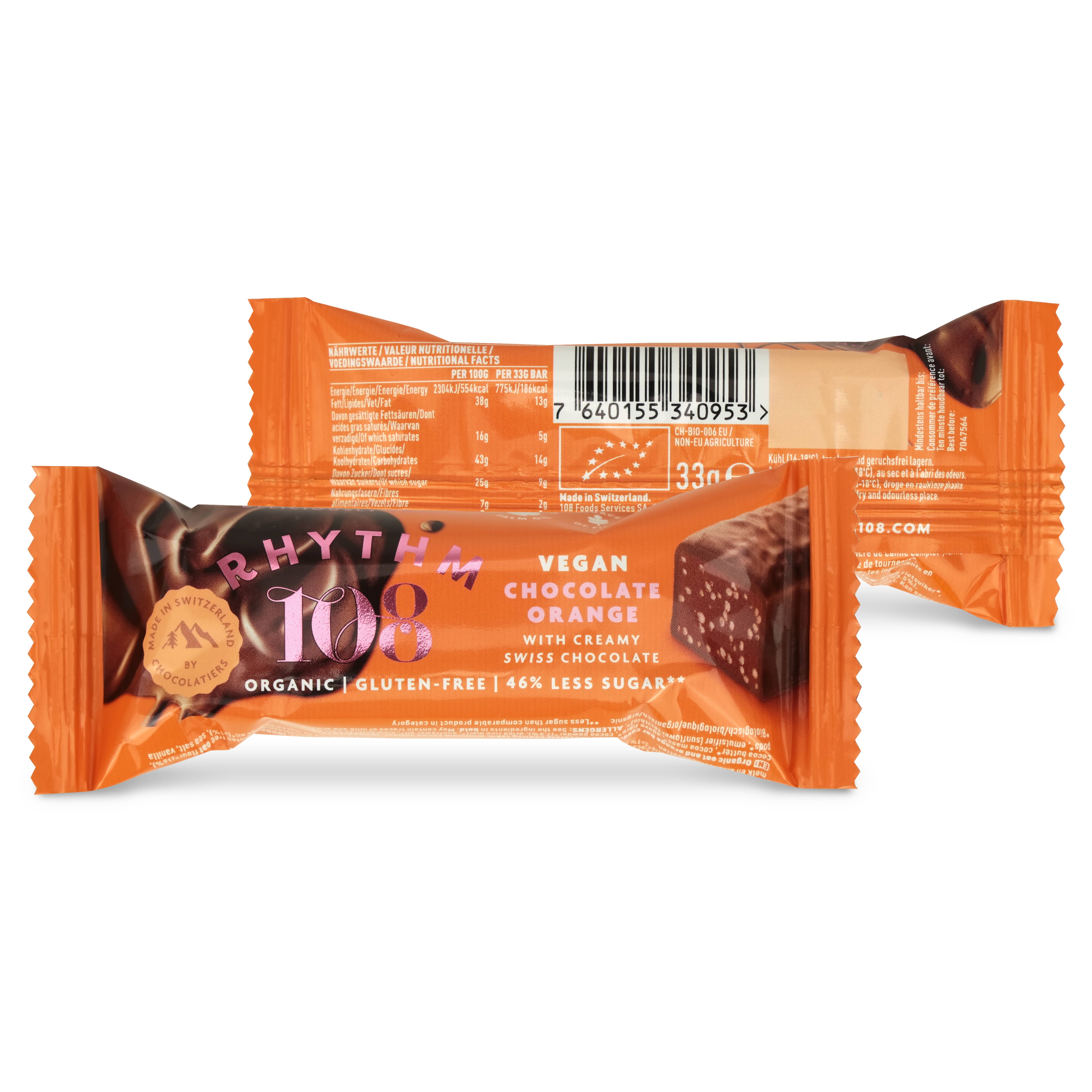Rhythm108 - Wholesale Chocolate Bar - Vegan Chocolate Orange Bar with M'lk Chocolate 33g5