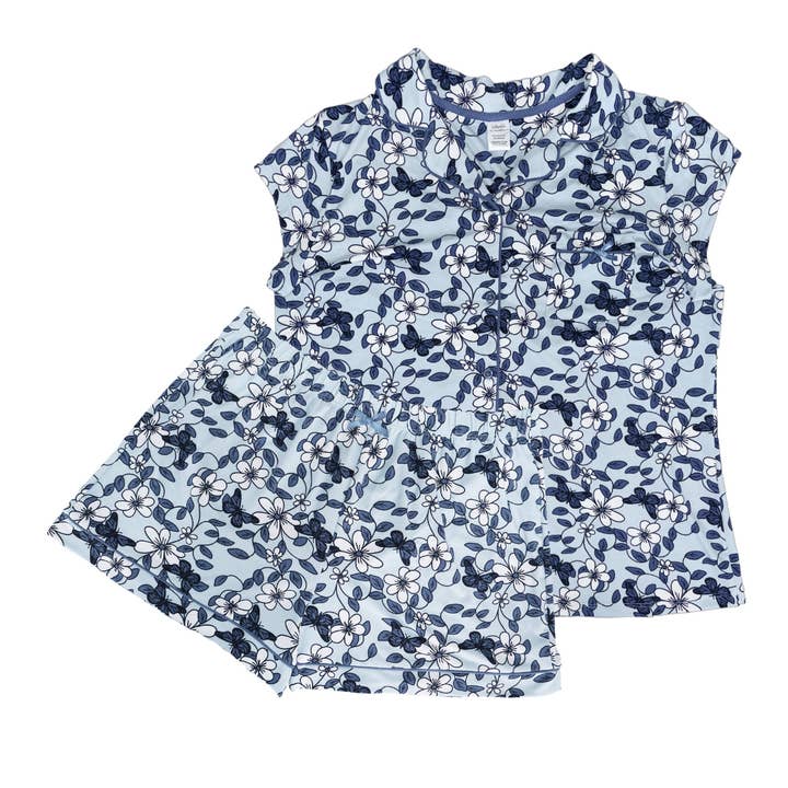 Short Sleeve Lounge Set - Blue Butterfly & White Daisy for wholesale by Opportunities