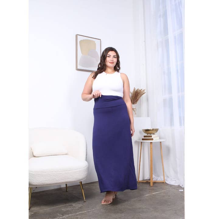 Azules Clothing - Wholesale Skirt - Women's - Azules Plus Boho Maxi: Elegant Soft & Stretchy Skirt10