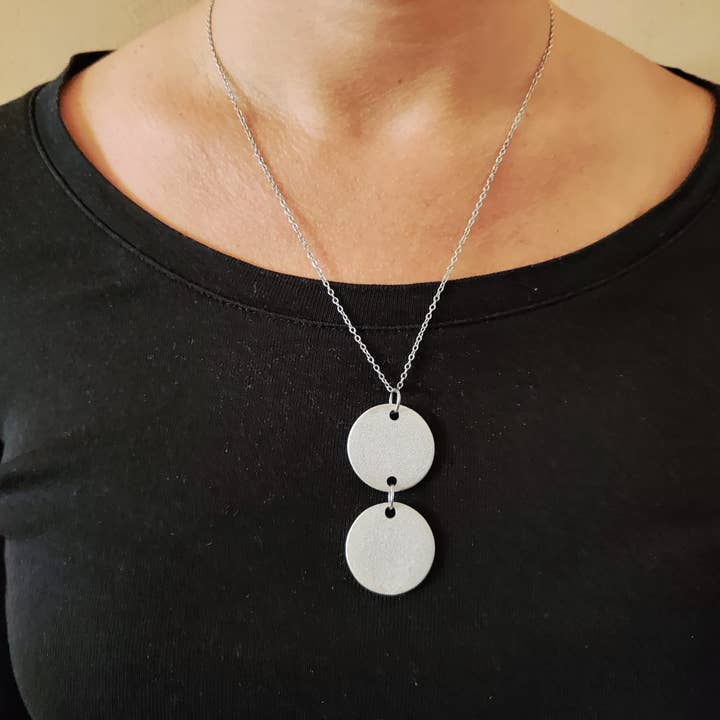 No War Factory s.r.l. - Wholesale Pendant/Charm Necklace - Double Circular Pendant Necklace in Aluminum | Handmade in Laos – No War Factory2