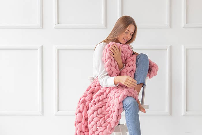 woolexperts – wholesale Throw blanket – Chunky knit blanket 100% merino wool arm knit30x50"-80x130cm2