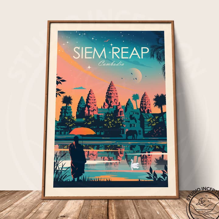 Impresión de estilo tradicional de Siem Reap, Camboya para venta al por mayor de Studio Inception