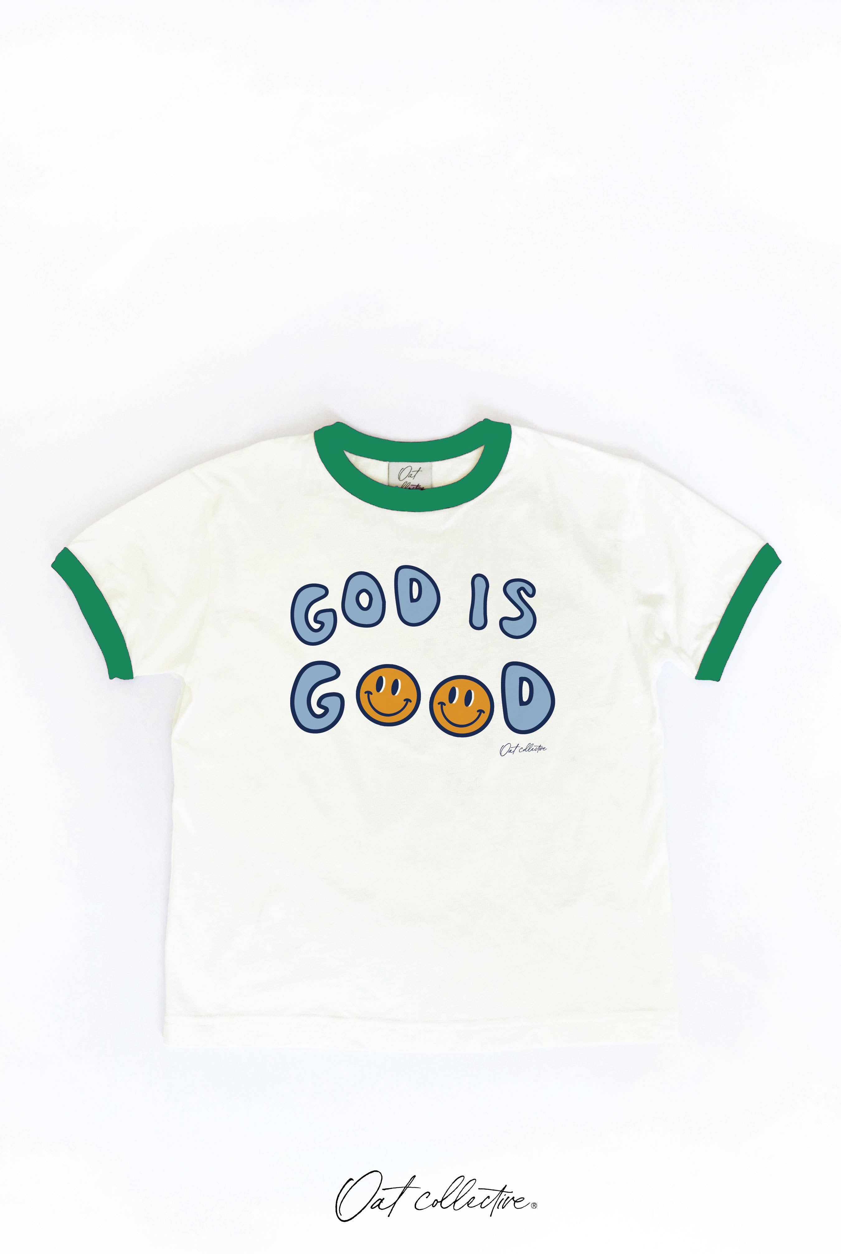 OAT COLLECTIVE – Engroshandel T-shirt med serigrafitryk – til børn – GOD IS GOOD Ringetrøje til småbørn6